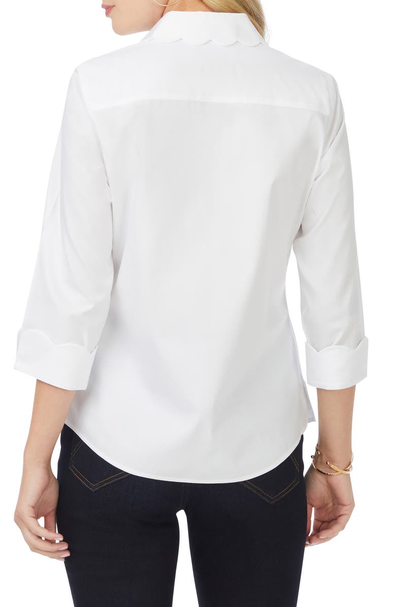 Foxcroft Gwen Three-Quarter Sleeve Cotton Button-Up Shirt, Alternate, color, 