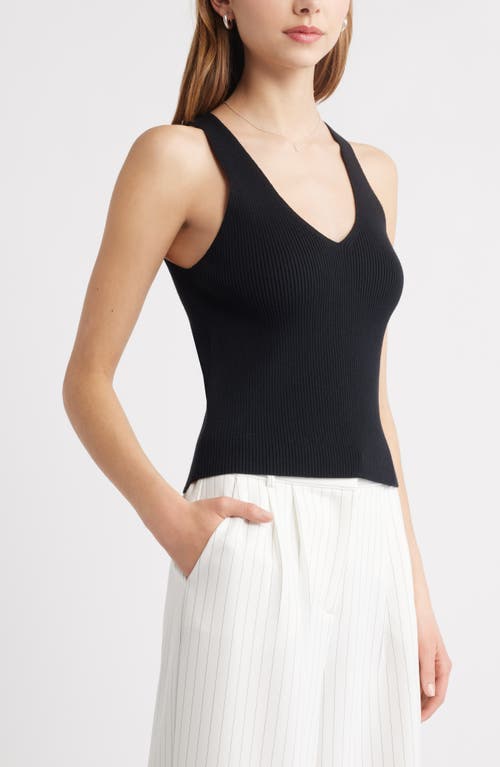Open Edit Sculpt V-neck Tank In Black