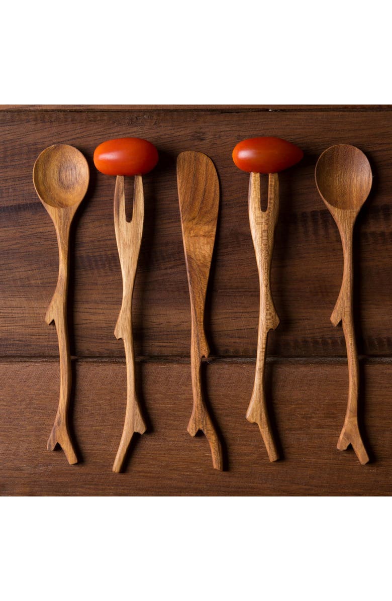 Be Home Teak Twig Spoons - Set of 4, Alternate, color, Natural