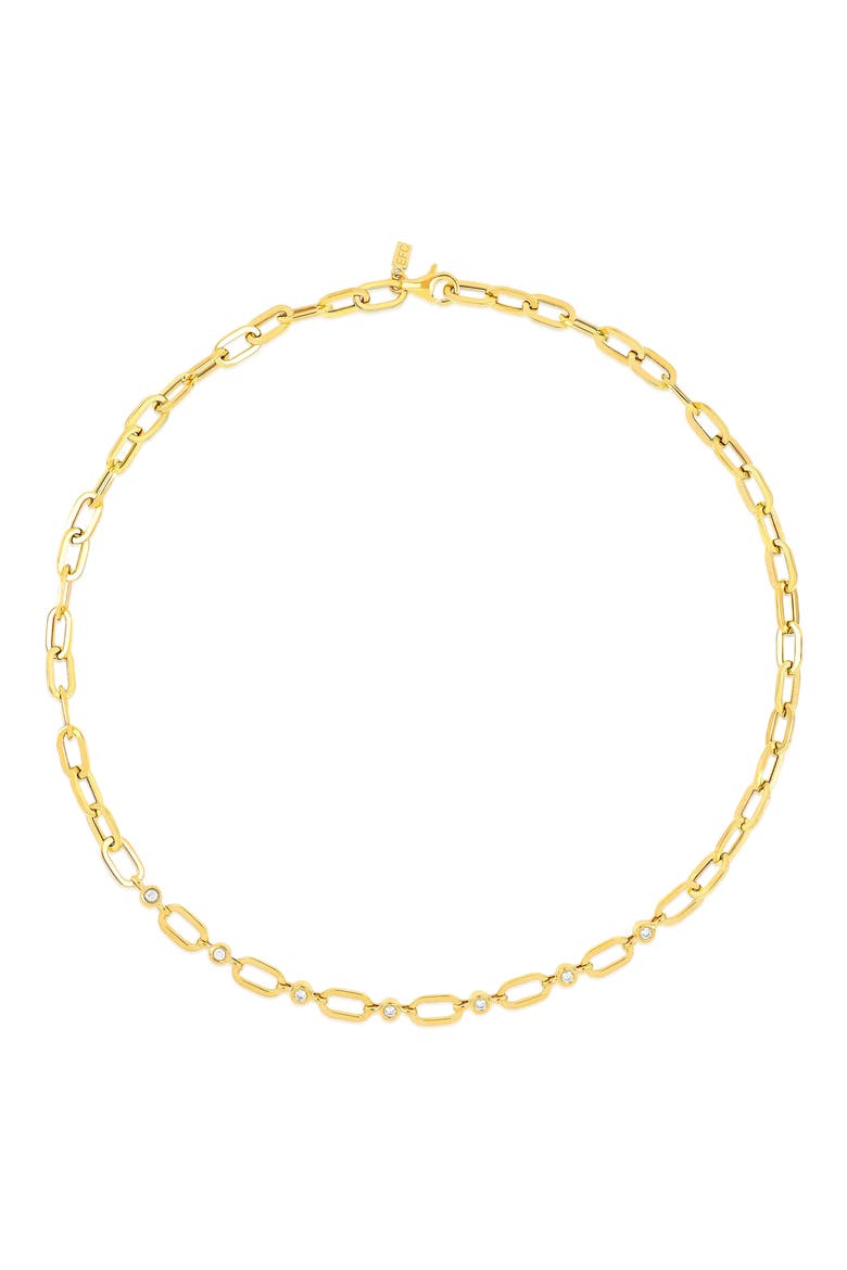 Bezel Diamond Station Necklace, Main, color, 14K YELLOW GOLD