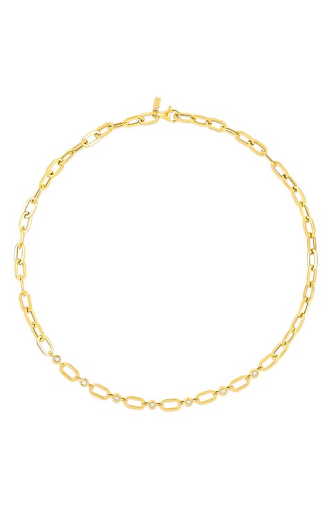 Bezel Diamond Station Necklace