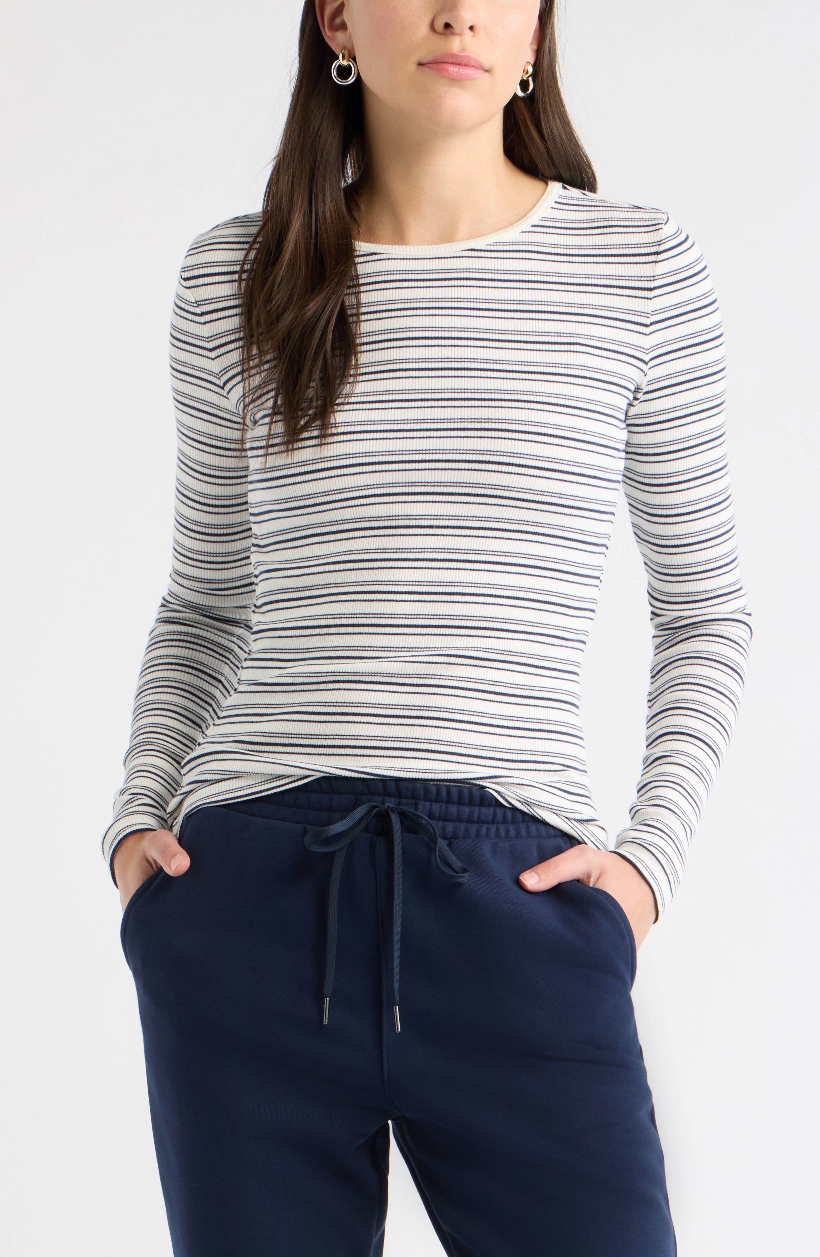IVORY- NAVY MALLORY STRIPE