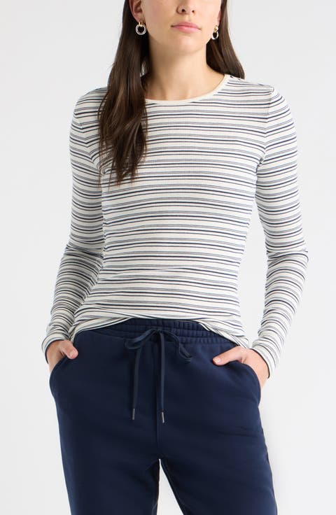 Rib Crewneck Long Sleeve Top