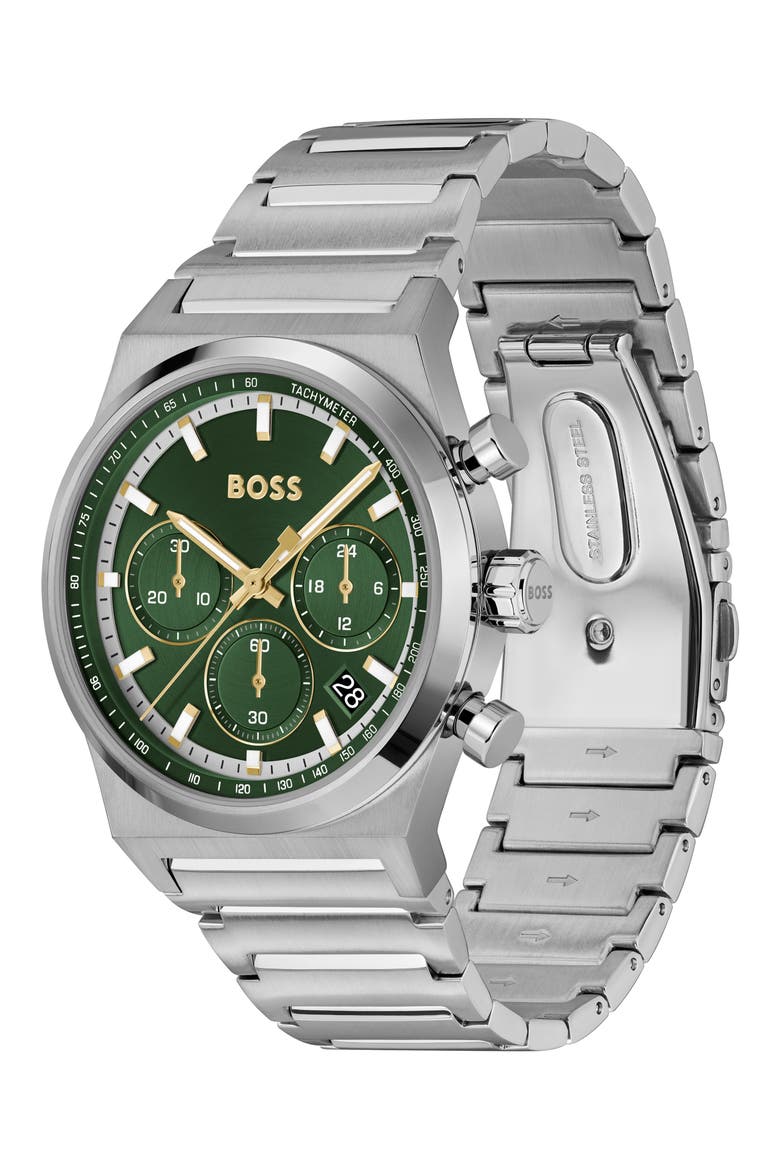 Candor Chronograph Bracelet Watch, 41mm, Alternate, color, DARK GREEN
