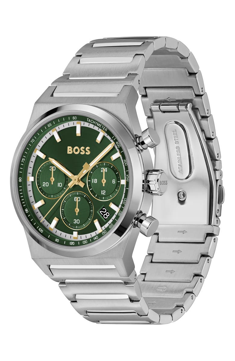 BOSS Candor Chronograph Bracelet Watch, 41mm, Alternate, color, Dark Green