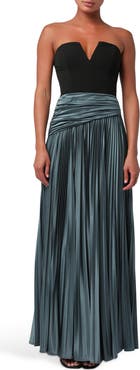 Lulus Bryne Strapless Plissé Gown