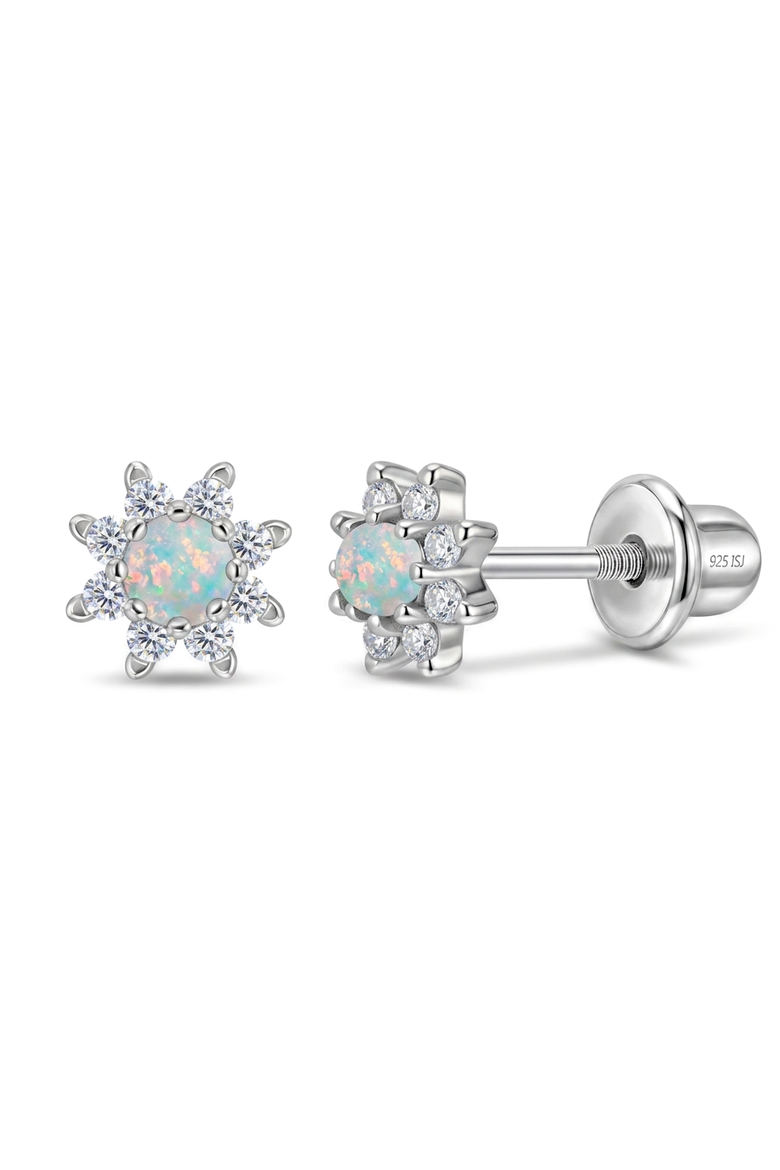 Opal CZ Sun Girl Earrings, Main, color, White