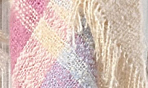 Marcus Adler Plaid Fringe Blanket Scarf In Pink