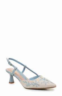Nicole Miller Embroidered Slingback Pump