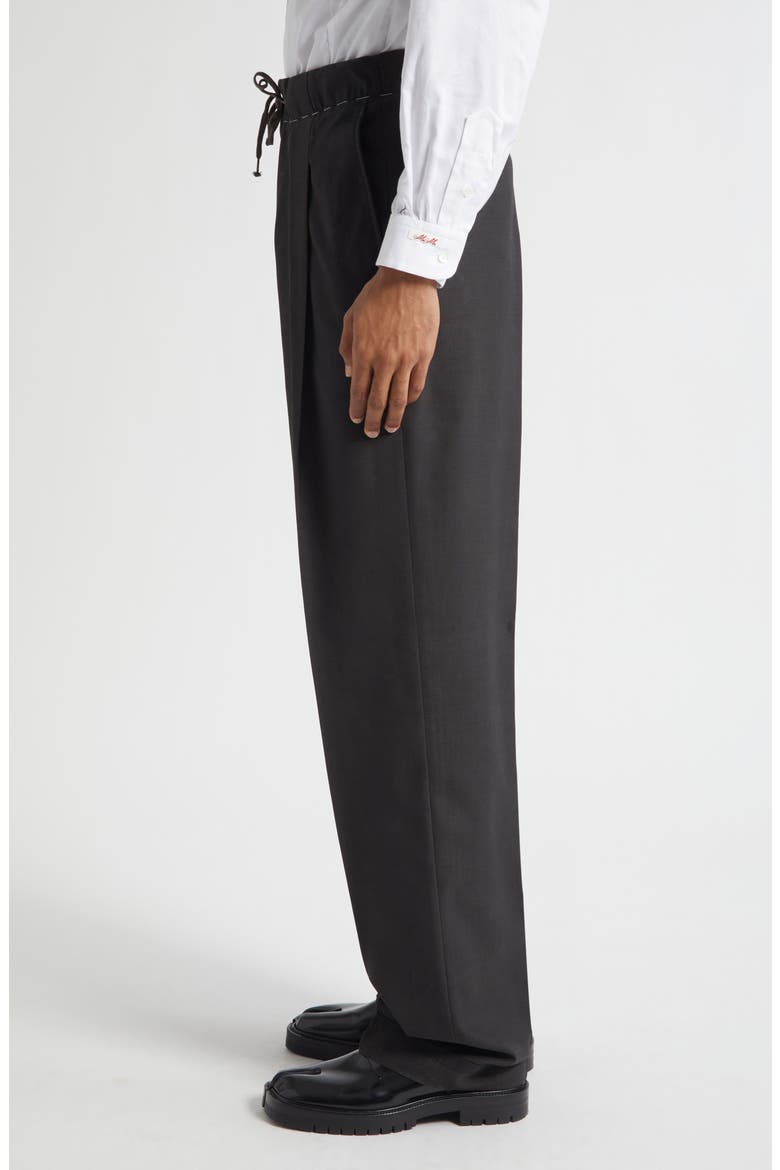 Pleated Mohair & Wool Pants, Alternate, color, DARK BROWN