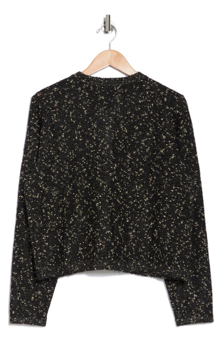 Lucky Brand Metallic Speckled Bouclé Cardigan, Alternate, color, Charcoal Multi