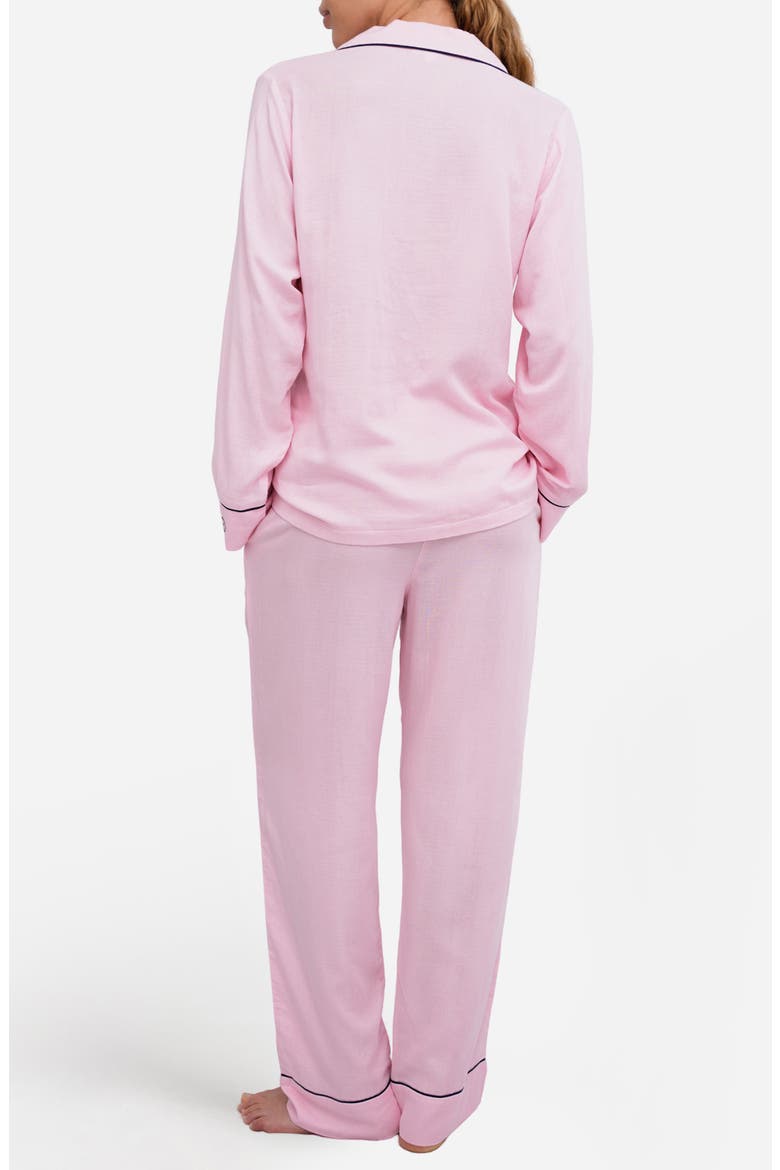 Gender Inclusive Piped Cotton Blend Pajamas, Alternate, color, PINK