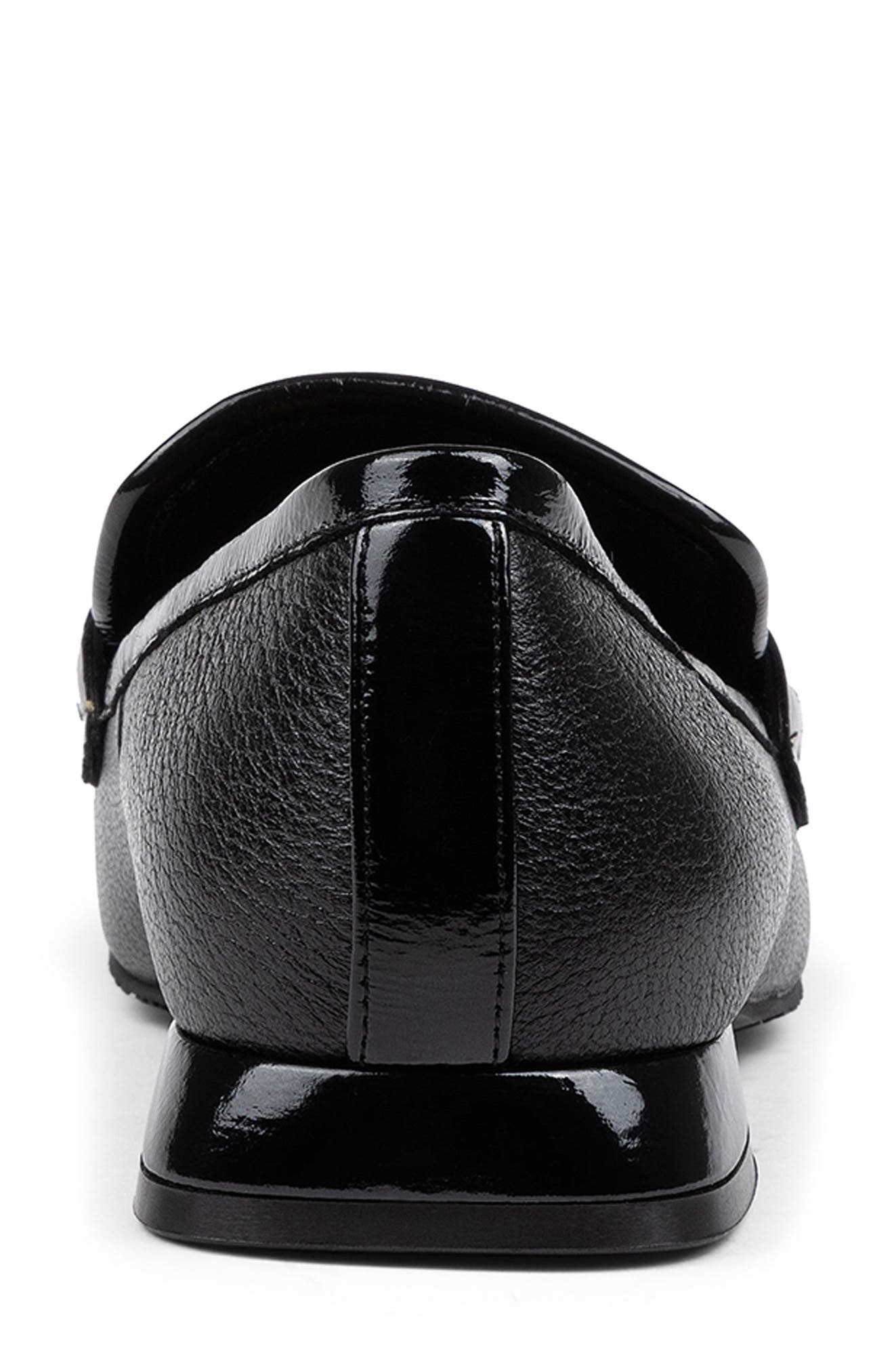 Donald Pliner Kiltie Fringe Square Moc Toe Loafer, Alternate, color, Black