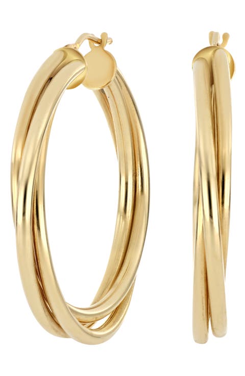 14K Gold Twisted Hoop Earrings