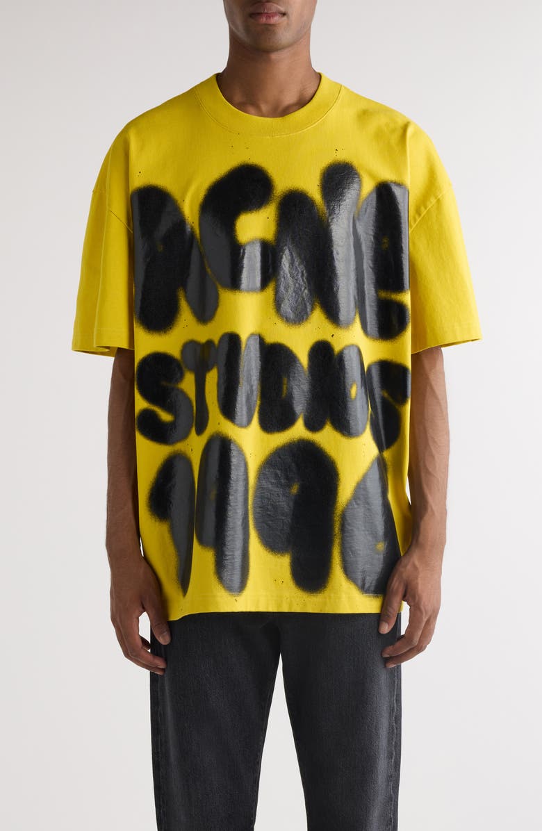 Acne Studios Oversize Logo Graphic T-Shirt, Main, color, Mustard Yellow