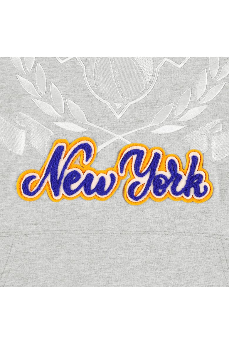 Unisex FISLL Heather Gray New York Knicks Heritage Crest Pullover Hoodie, Alternate, color, Heather Gray
