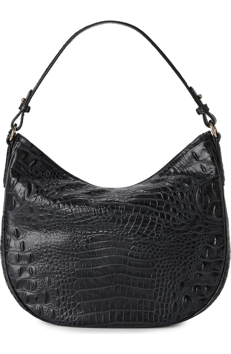 Brahmin Small Kathleen Croc Embossed Leather Shoulder Bag, Alternate, color, Black Alden Road