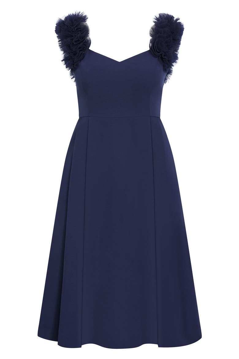 Roselyn Fit & Flare Stretch Crepe Cocktail Dress, Alternate, color, NAVY