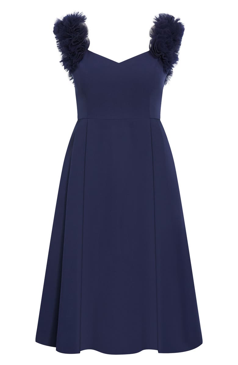 City Chic Roselyn Fit & Flare Stretch Crepe Cocktail Dress, Alternate, color, Navy