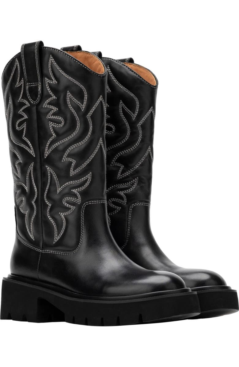 MARC NOLAN Daisy Lug Cowgirl Boots, Alternate, color, Black