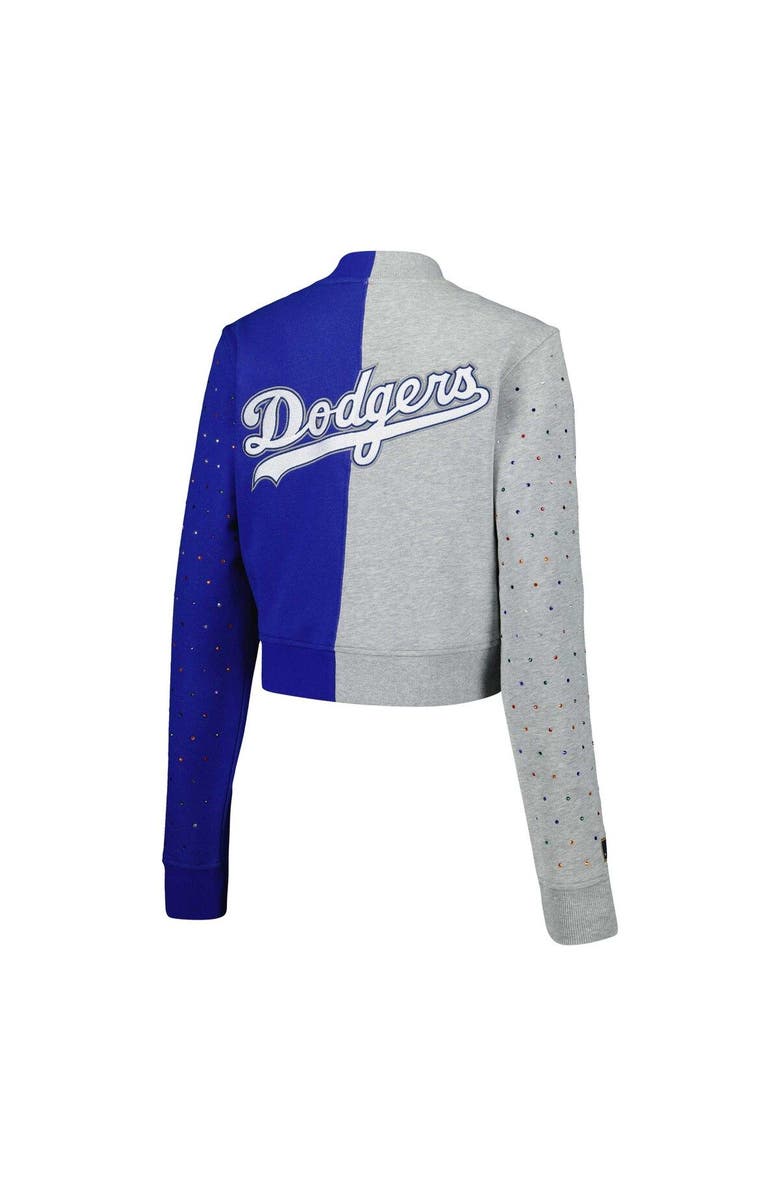 Terez Women's Terez Gray/Royal Los Angeles Dodgers Cropped Button-Up Cardigan, Alternate, color, 