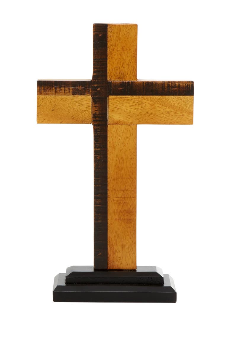 Brown Wood Rustic Wall Decor Cross, Main, color, BLACK
