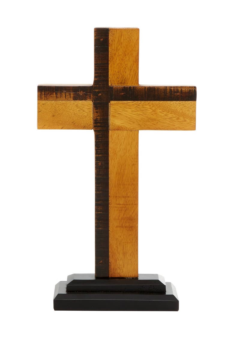 WILLOW ROW Brown Wood Rustic Wall Decor Cross, Main, color, 