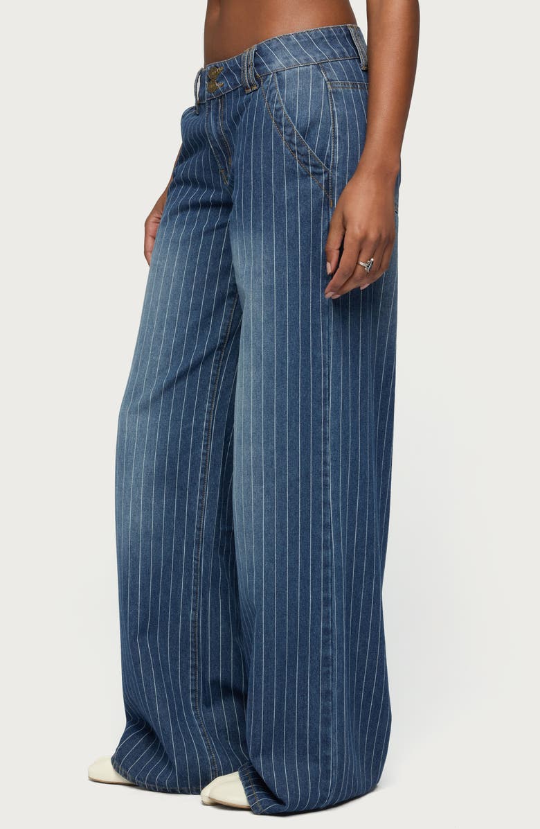 EDIKTED Cory Stripe Low Rise Wide Leg Jeans, Alternate, color, 