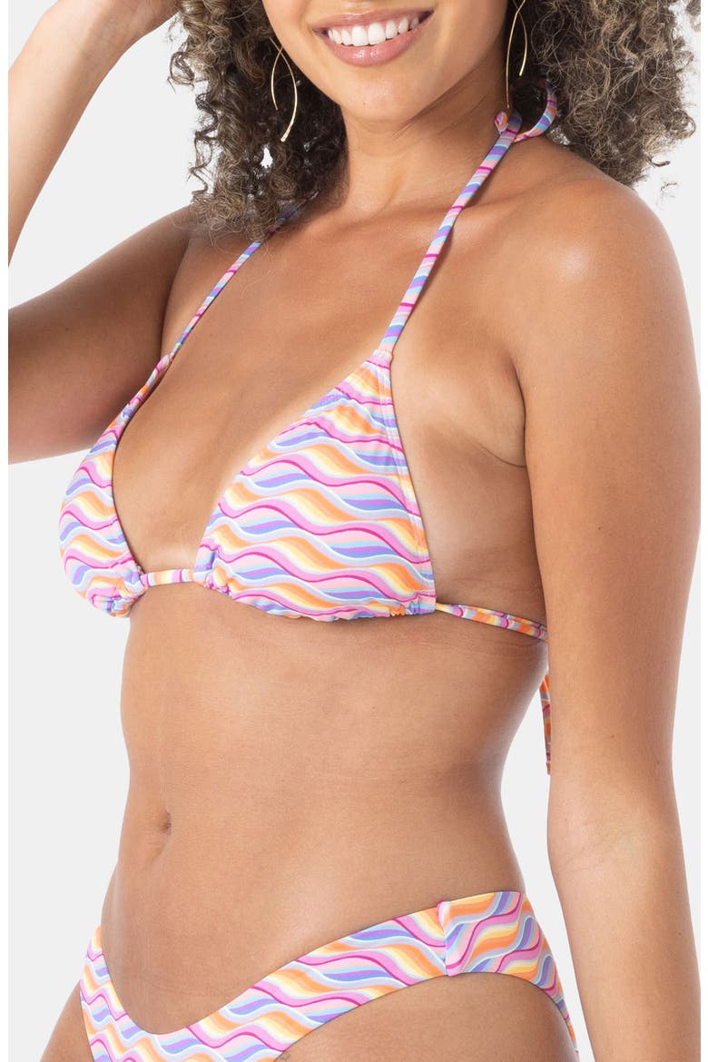 High Tide Tiki Triangle Bikini Top, Alternate, color, PINK COMBO