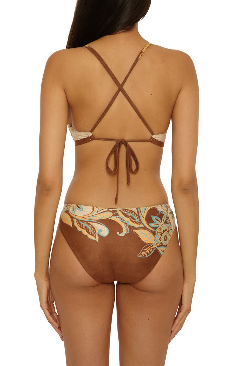 Lucky Brand Toledo Beaded Faux Suede Hipster Bikini Bottoms, Alternate, color, Brown Multi