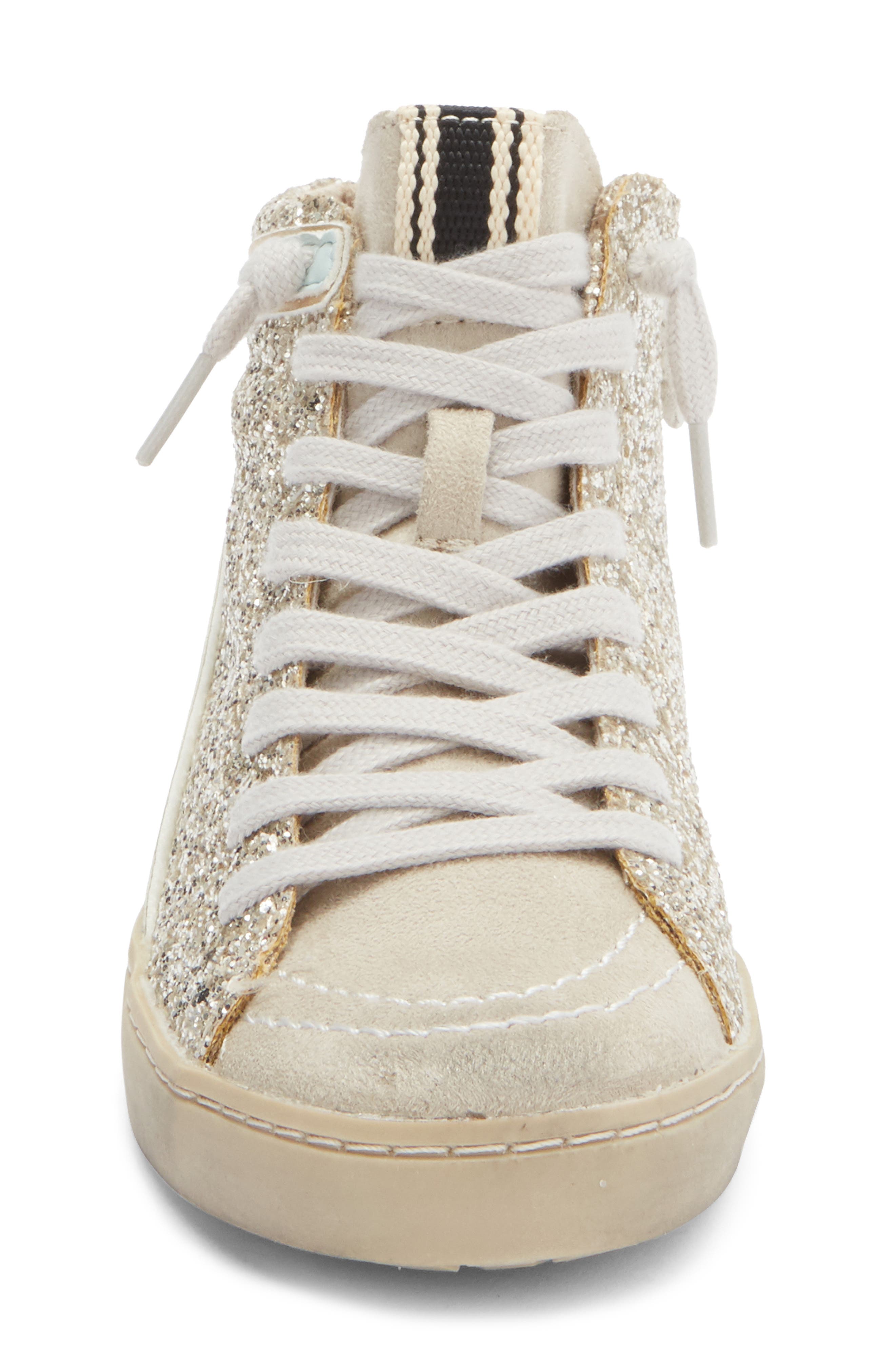 SHUSHOP Kids' Rooney Glitter High Top Sneaker, Alternate, color, Sterling Glitter