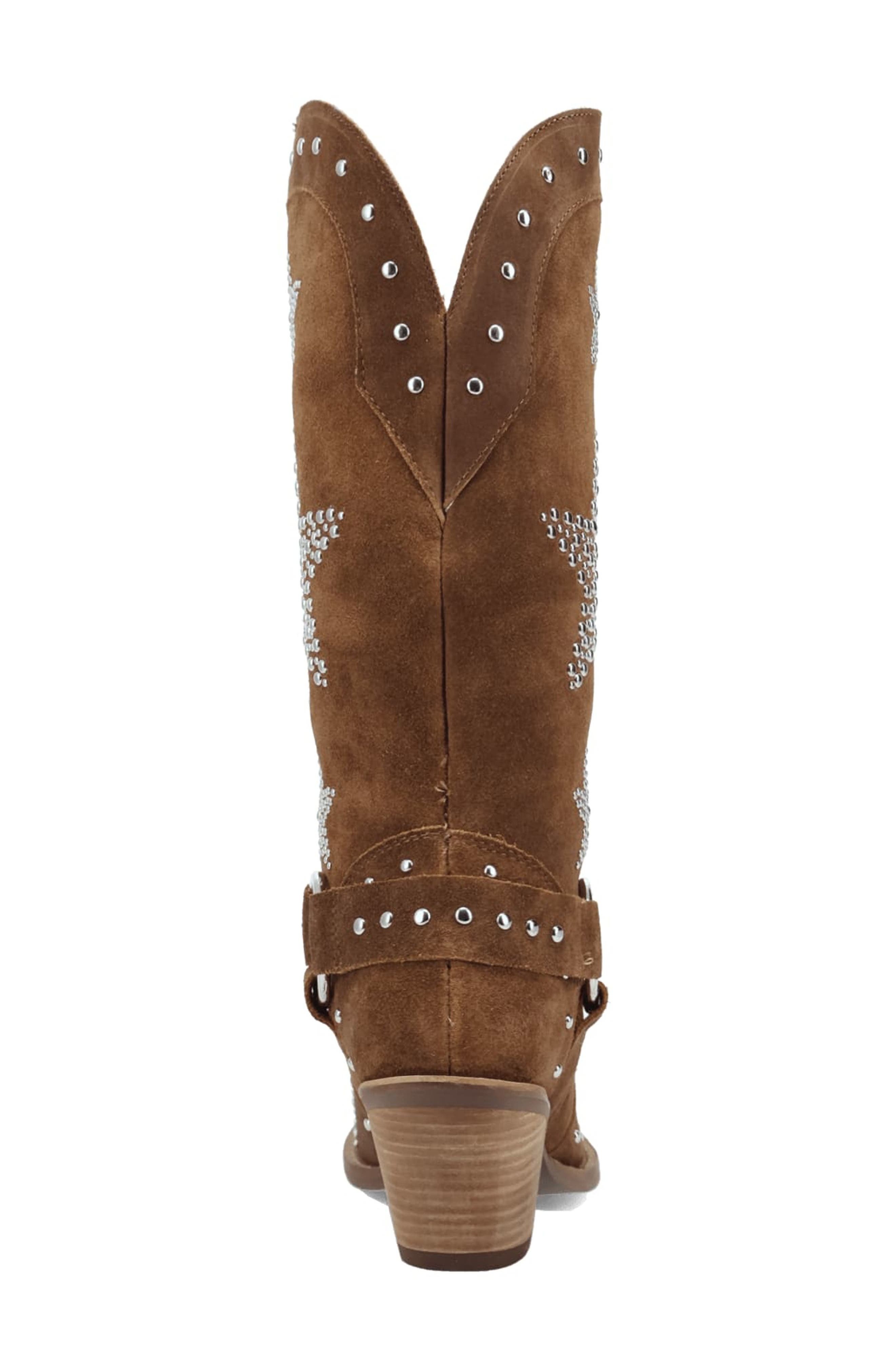 Lucky Stars Knee High Western Boot, Alternate, color, BROWN