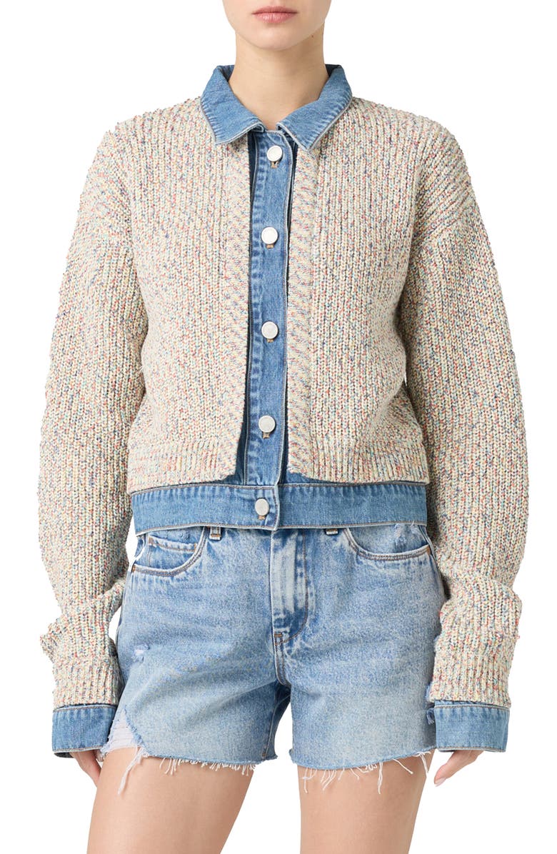 BLANKNYC Knit Trucker Jacket, Main, color, 