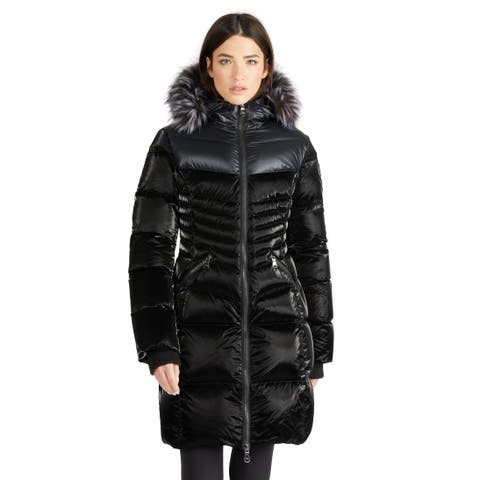 Faye Quilted Puffer with Fixed Hood and Detachable Hood and Faux Fur Trim
