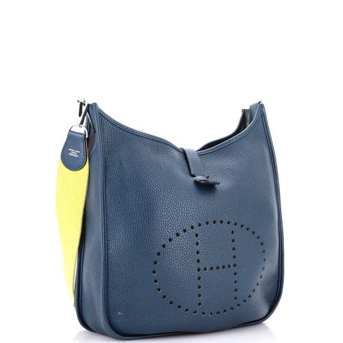 Pre-owned Hermes Hermes Evelyne Bag Gen Iii Clemence Pm In Blue