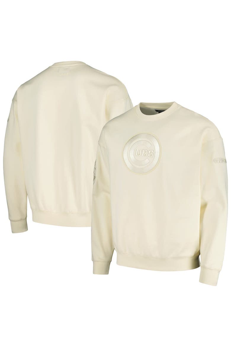 Men's Pro Standard Cream Chicago Cubs Neutral Drop Shoulder Pullover Sweatshirt, Main, color, Cream