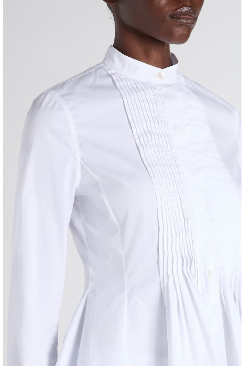 Pleated Cotton Poplin Peplum Shirt, Alternate, color, WHITE