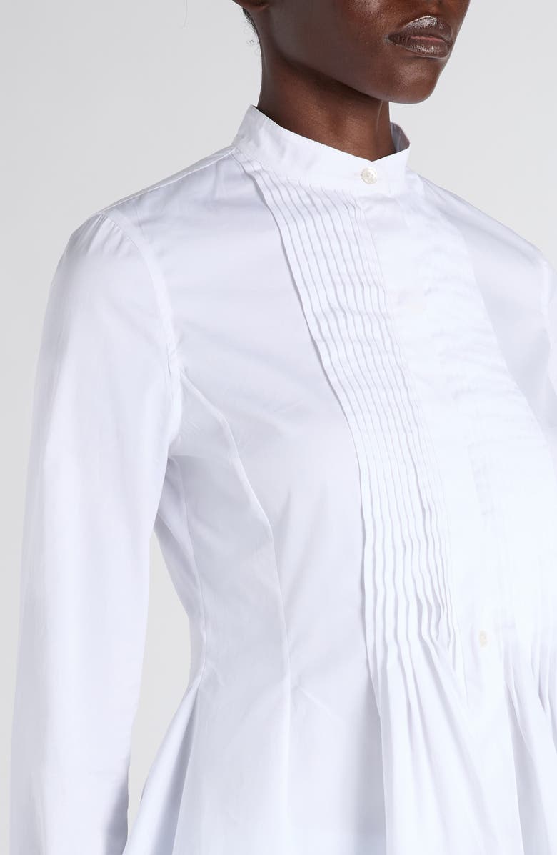 McQueen Pleated Cotton Poplin Peplum Shirt, Alternate, color, White