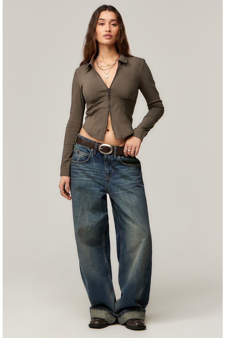 Hailey Zip-Up Shirt, Alternate, color, KHAKI