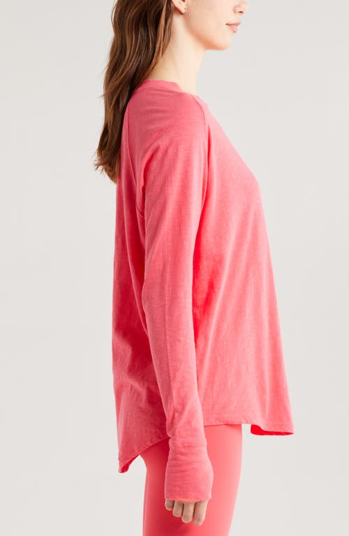 Zella Relaxed Washed 2.0 Long Sleeve Slub Tee In Red