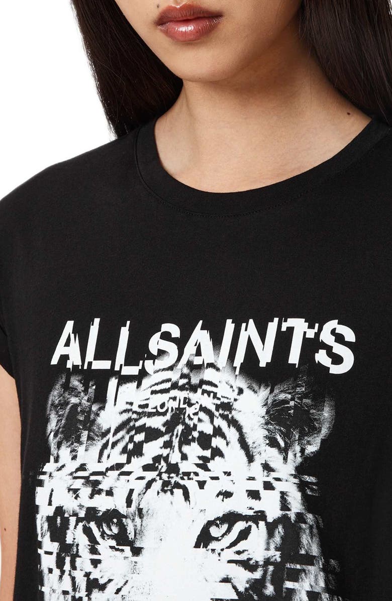 AllSaints Static Anna Cotton Graphic T-Shirt, Alternate, color, Black