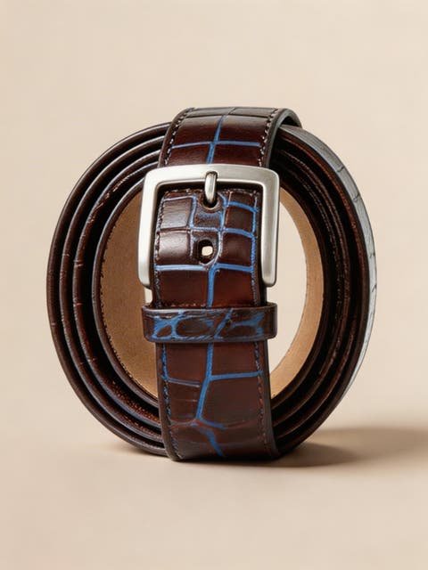 Two Tone Embossed Croc Belt