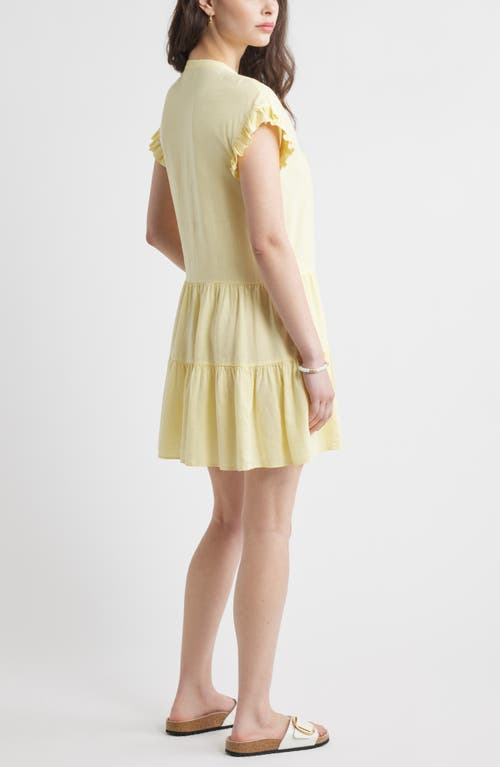Caslon ® Ruffle Sleeve Linen Blend Tiered Dress In Yellow