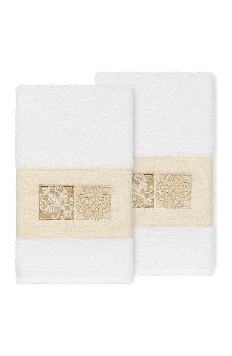 Linum Home Textiles Vivian Embellished Hand Towel - Set of 2 - White, Main, color, White