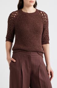 BOSS Fanuka Tape Yarn Open Knit Top