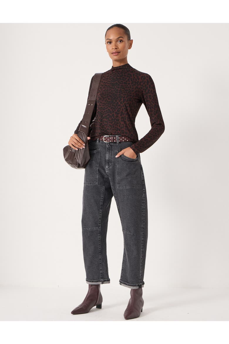 Printed Long Sleeve Top, Alternate, color, Natural Leopard Brown