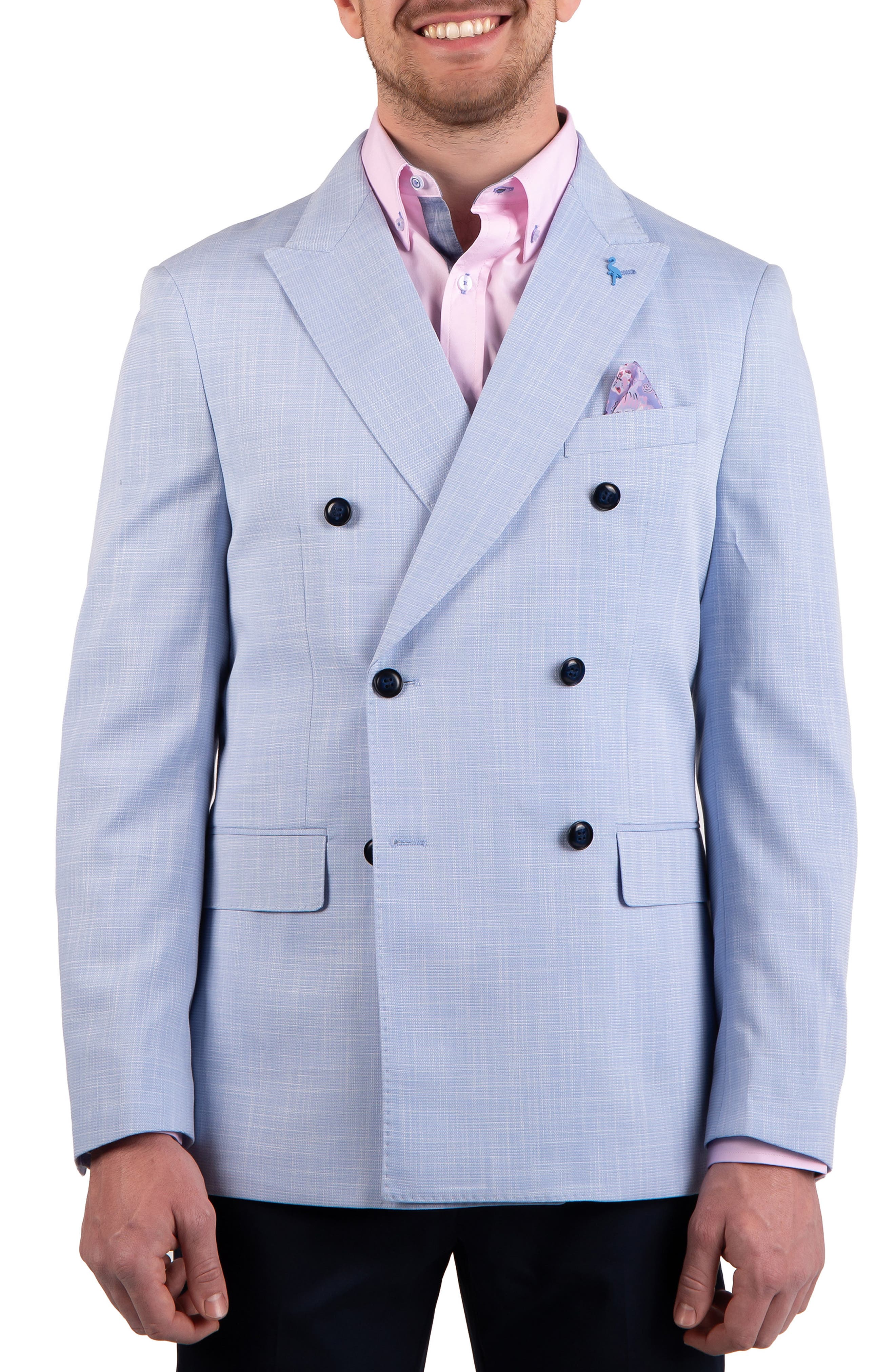 TailorByrd Textured Slub Double Breasted Sport Coat