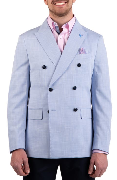 Textured Slub Double Breasted Sport Coat