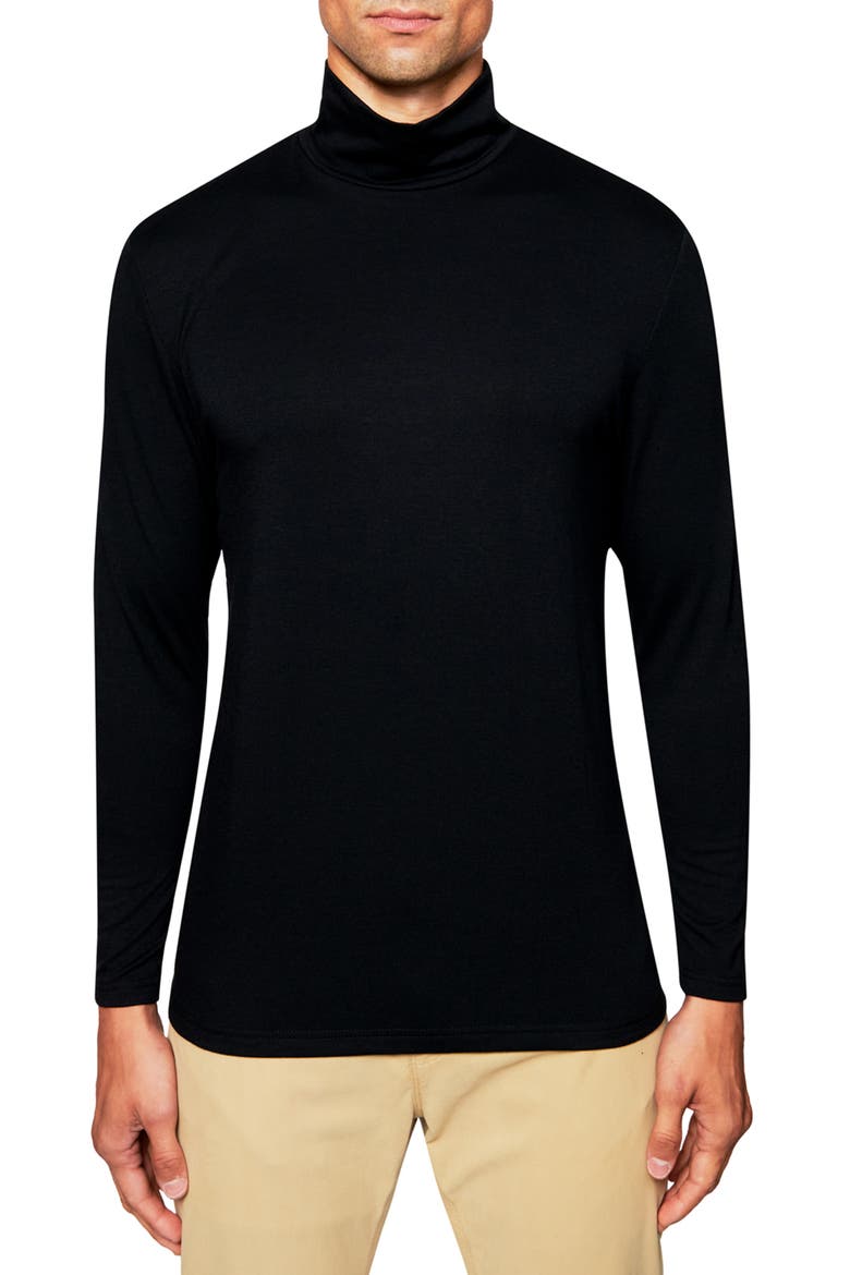 Mock Neck Long Sleeve Shirt, Main, color, BLACK