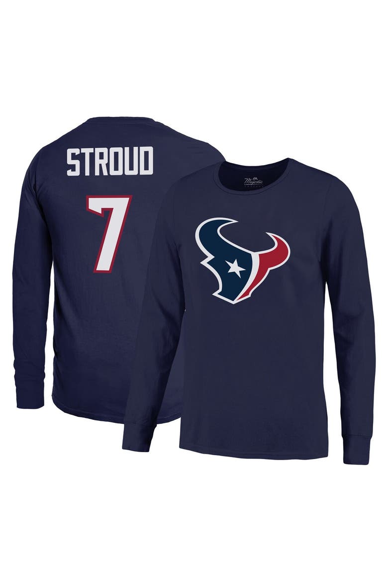 Men's Majestic Threads C.J. Stroud Navy Houston Texans Name & Number Long Sleeve T-Shirt, Alternate, color, Navy